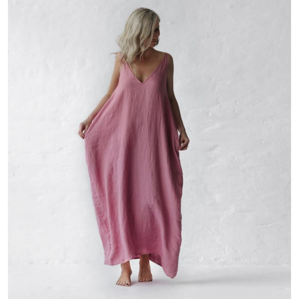 seaside tones Linen dress Nanami blossom pink
